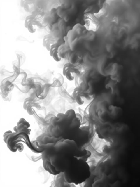Black fog or smoke isolated on transparent white background steam explosion special effect effective