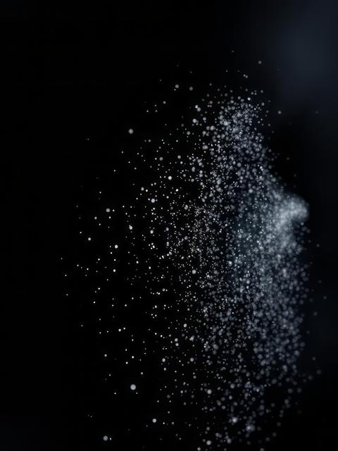 Freezing falling particles or stardust in air on black background for overlay blending mode stopping