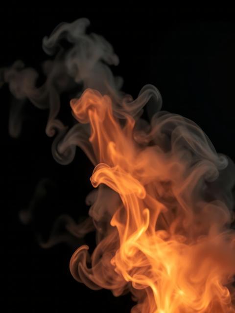 Fire with smoke on a black background Smoke Explosion Backdrop