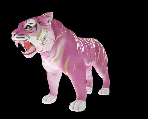 3D_animation_pink_porcelain_tiger_roar_alpha_loop