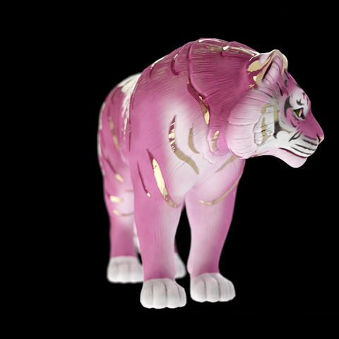 3D_animation_pink_porcelain_tiger_watching_alpha_loop