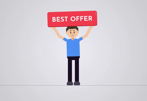 Man Holding best offer Board