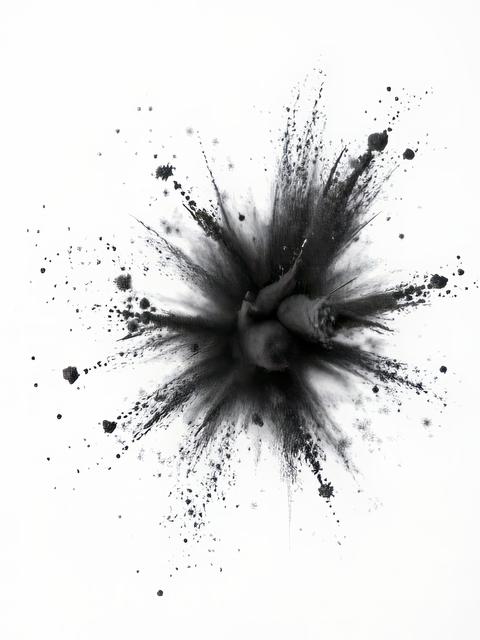 Black powder explosion charcoal dust texture isolated on white background glitter dust particle