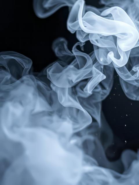 Smoke veil paint water night haze white color glitter dust particles mist floating on dark black