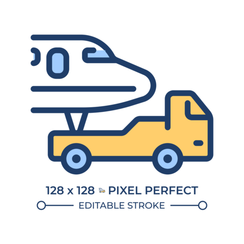 Aircraft towing RGB color icon