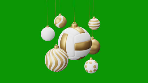 Volleyball Sport Christmas card video 4k animation. Merry Christmas sport