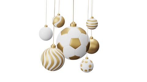 Football Sport Christmas card video 4k animation. Merry Christmas sport greeting