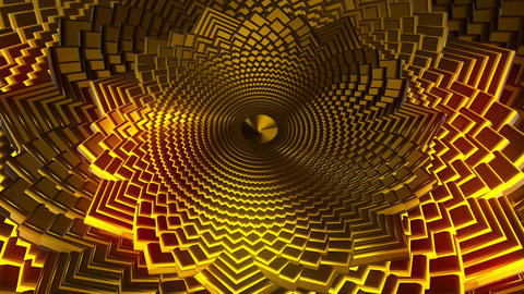 Abstract Golden Geometric Spiral Tunnel Background Pattern