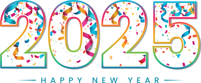 Happy New Year 2025 Colorful confetti numbers vector illustration on a transparent background