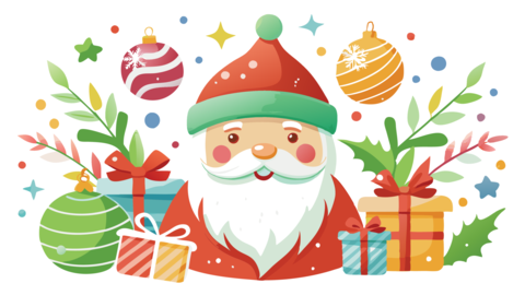 A festive arrangement of Christmas decorations including a decor