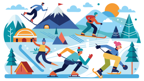 A winter sports adventure in a snowy landscape featuring skiers