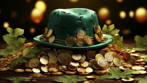 Traditional hat with green shamrock for celebration holiday st Patrick's