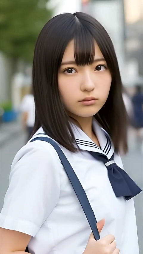 正面を見つめる女子高生