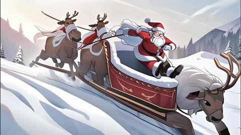 Santa Claus in a hurry on Christmas day