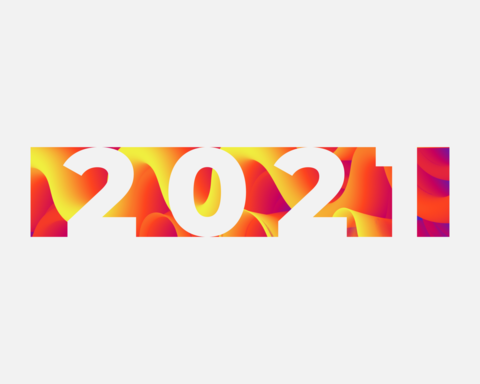 Colorful Brushstroke paint lettering calligraphy of 2021 Happy New Year
