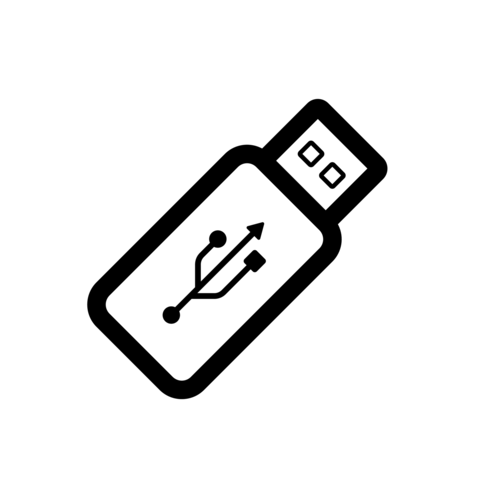 USB flash drive icon. Black icon isolated on white background. USB flash drive