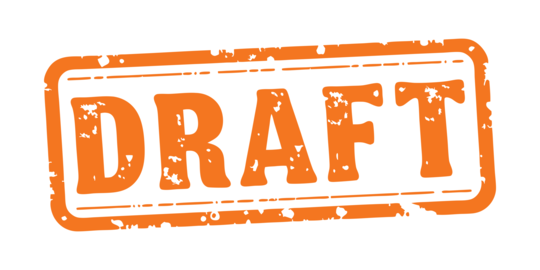 Grungy orange rectangular rubber stamp with the word draft printed in bold black letters vector