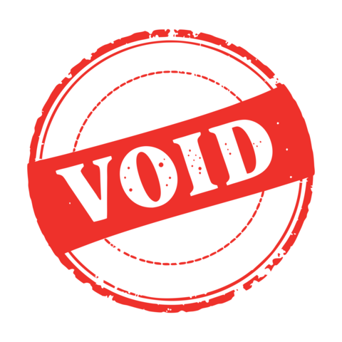 Red circular stamp with word void across the center in bold white text vector design