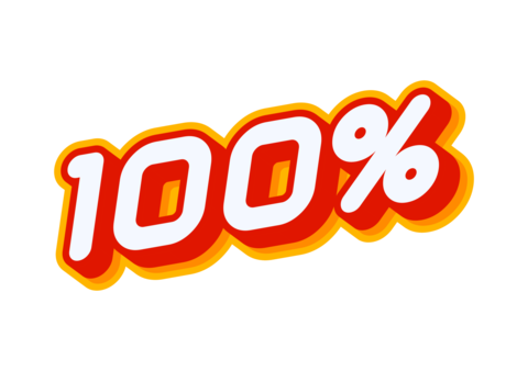 100. One hundred percent modern style. Vector Isolated on white colourful text