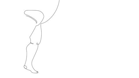 A line drawing of a balloon floating in the air on a white background