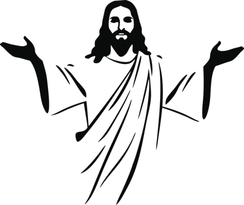 Jesus christ silhouette open arms long robe christianity religion vector design faith forgiveness