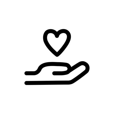 Hand Holding Heart icon in doodle hand drawing style shake