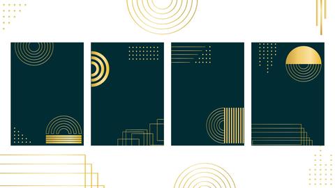 4 abstract backgrounds with golden elements