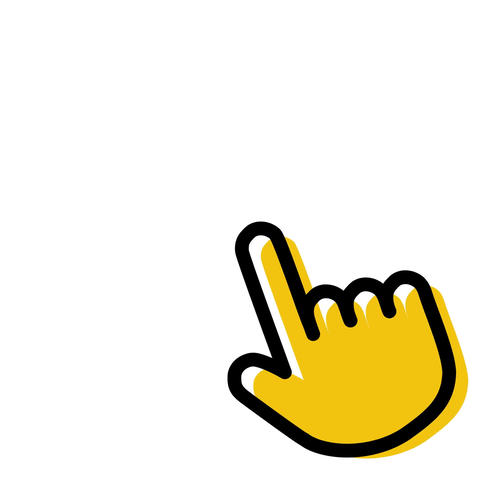 Colored mouse hand (index finger) cursor pointer single click tap