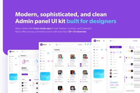 Kleon Clean Admin Panel UI UX KIT UI 템플릿 41577702 | MotionElements