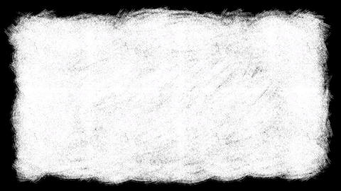Fluffy rectangle drawn with white crayon / transparent background / blackboard