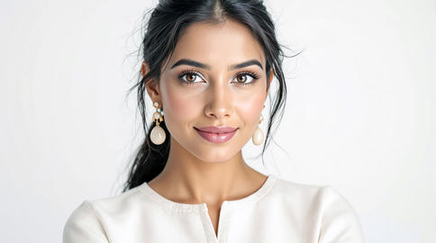 Portrait of beautiful young Indian woman with dark hair wearing