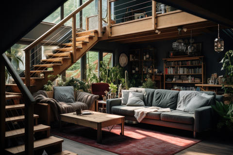 Spacious Loft Interior with Cozy Living Area