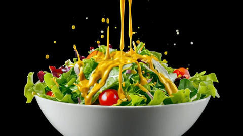 Mustard sauce with salad bowl