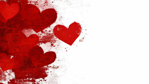 abstract red heart shapes on a textured white background
