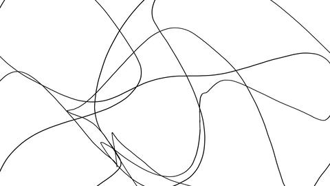Black chaotic lines in draft on white screen. Retro effect for overlay. 4K. Stock animation with