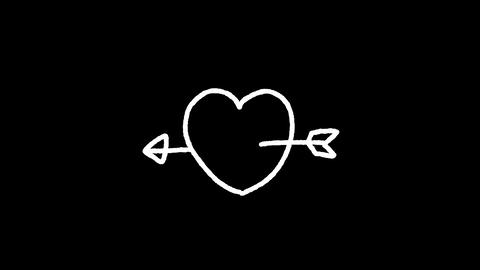 Set of cute hand-drawn animated hearts / transparent background