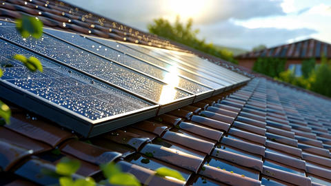 Solar Panels on Tiled Roof in Sunny Environment
