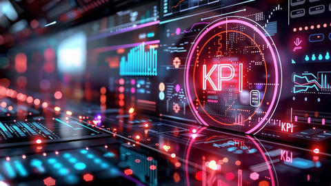 Futuristic KPI Dashboard with Neon Interface