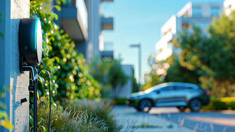 Modern Electric Vehicle Charging Station in Urban Area
