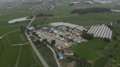 Residential facilities with colorful roofs