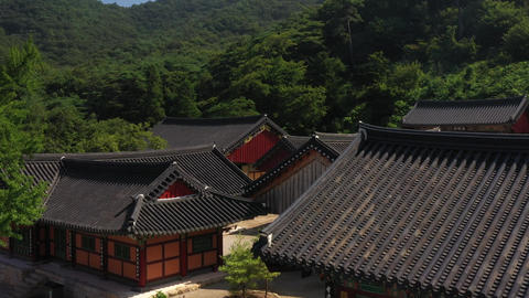 Scene passing between Korean-style tile roofs