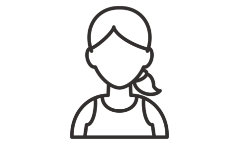 Simple female icon Ponytail character illustration