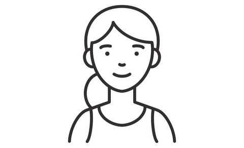 Simple female icon Ponytail character illustration
