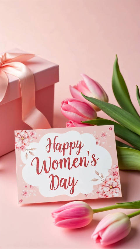 A festive composition celebrating International Women's Day on March 8th