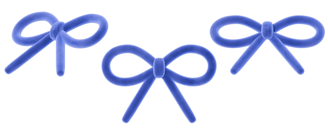a collection of 3d cute bright blue ribbons or bows on an isolated background, fun-loving bow design