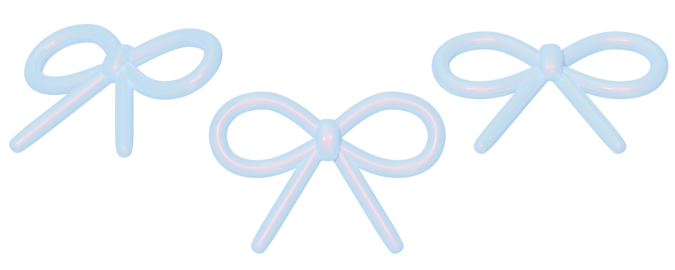 a collection of 3d cute glossy aurora.002 ribbons or bows on an isolated background, fun-loving bow