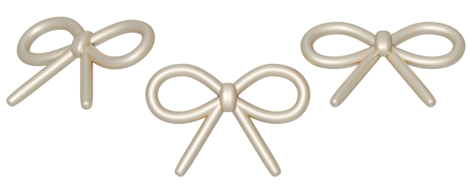 a collection of 3d cute gold ribbons or bows on an isolated background, fun-loving bow design