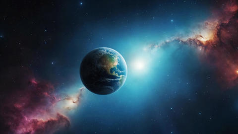 Flying past Earth in outer space. Amazing beautiful universe
