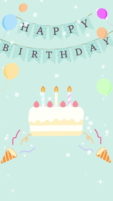 Colorful balloons and garlands birthday cake video