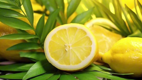 Lemon with leaves for celebration holiday sukkot, abstract vivid